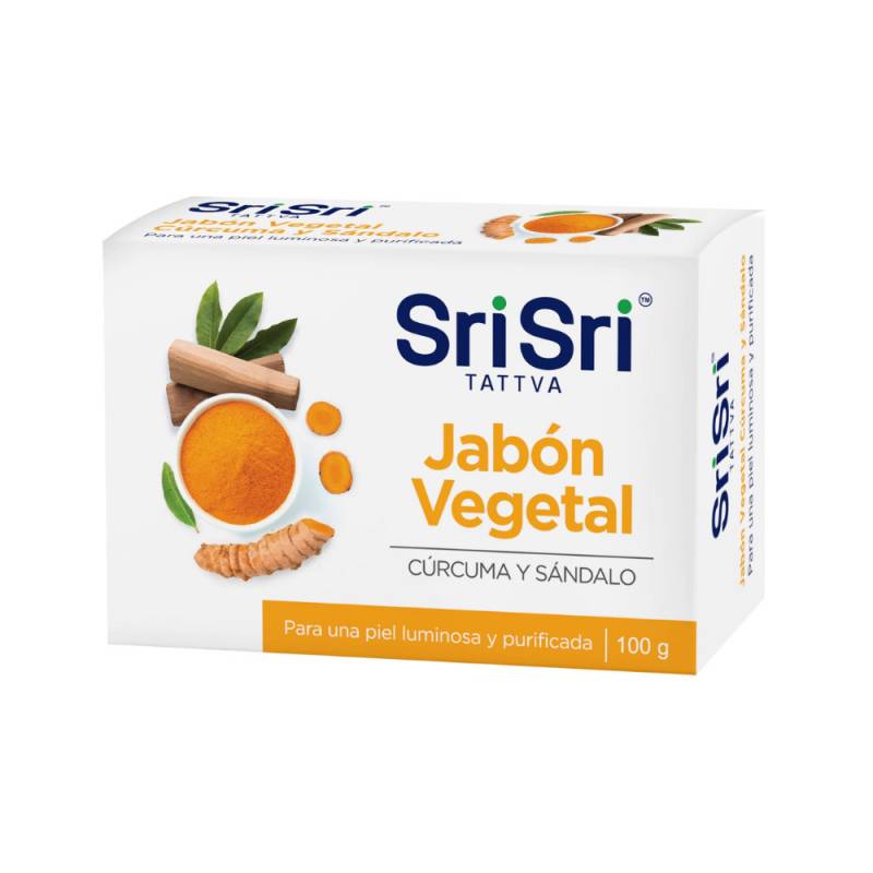 Sri Sri - Jabon Ayurvedico Vegetal Curcuma Y Sandalo 100Gr