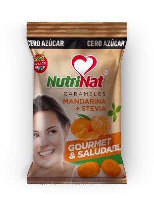 Nutrinat - Caramelos Sin Azcar Mandarina + Stevia - 25 Bolsitas X 10u