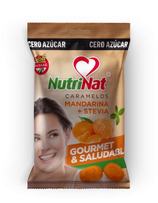Nutrinat - Caramelos Sin Azúcar Mandarina + Stevia - 25 Bolsitas X 10U