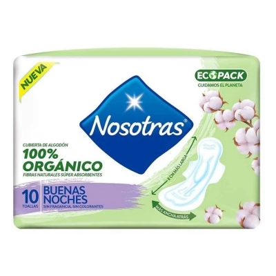 Nosotras - Toalla Buenas Noches Organico X 10 (bulto 18x10)