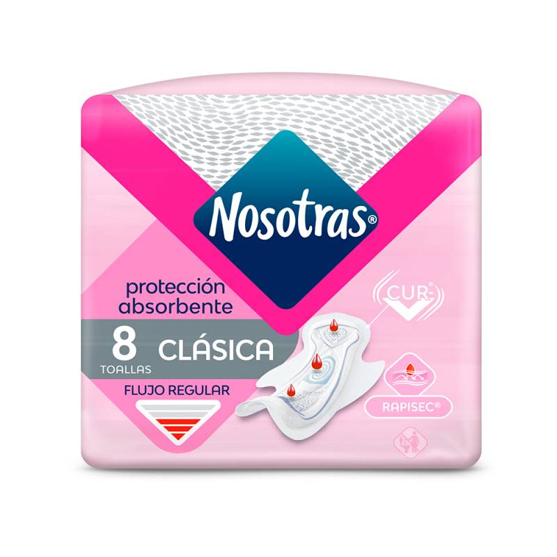 Nosotras - Toalla Clasica Rapisec X 8 Cur-V (Bulto 30X8)