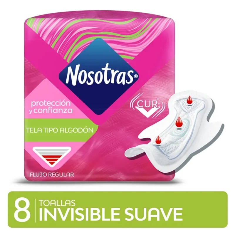 Nosotras - Toalla Invisble Cur-V Con Calendula X 8 (Bulto 30X8)