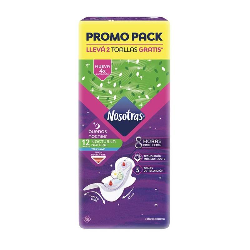 Nosotras - Toalla Buenas Noches Curvmax X 12 (Bulto 20X12)