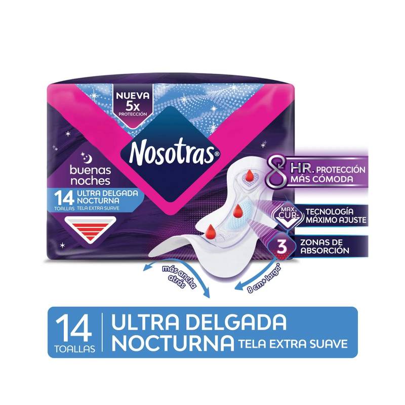 Nosotras - Toalla Buenas Noches Invisible Tela X14 (Bulto 12X14)