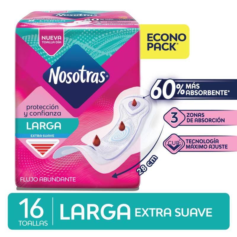 Nosotras - Toalla Larga Tela X16 (Bulto 24X16)