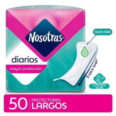 Nosotras - Protector Diario Largos C/aloe X 50 (bulto 12x50)