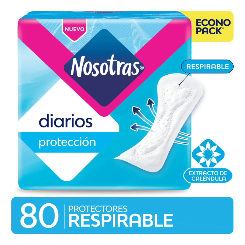 Nosotras - Protector Diario Respirable Con Calendula X80 (Bulto 10X80)