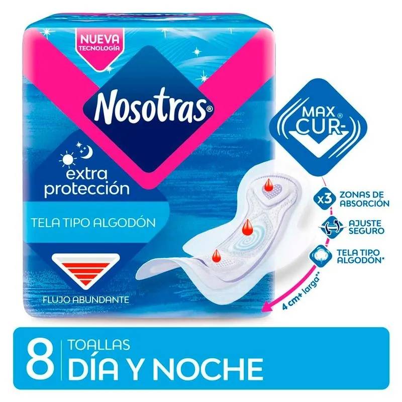 Nosotras - Toalla Día Y Noche Tela Max X8 (Bulto 30X8)