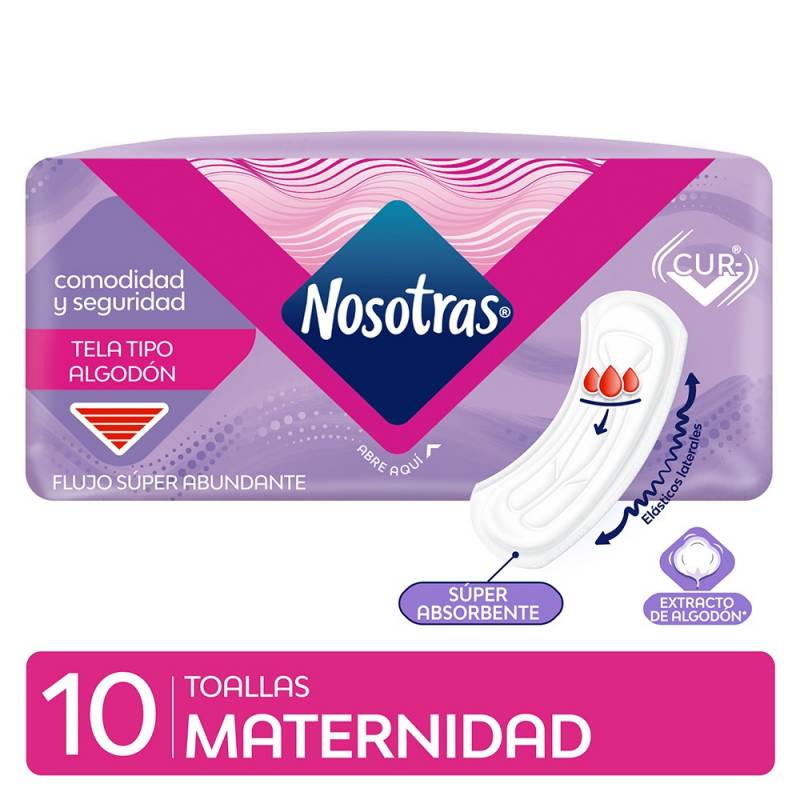 Nosotras Maternidad - Toallas Tela Ph X 10 (Bulto 12X10)