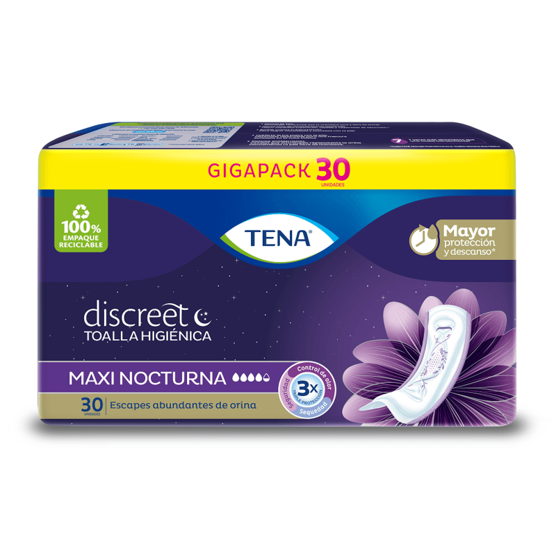 Tena Mujer - Toal. Discreet Maxi Nocturna X 30 (Bulto 8X30)