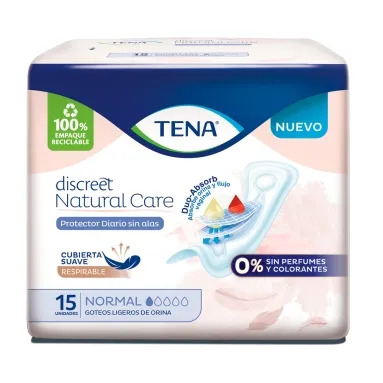 Tena Mujer - Prot. Discreet Natural Care Sin Alas X15 (Bulto 36X15)