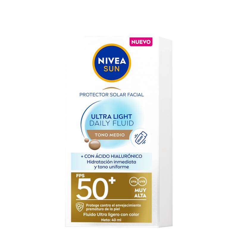 Nivea Sun Facial Ultra Light Daily Fluid Fps 50+ 40Ml - Tono Medio