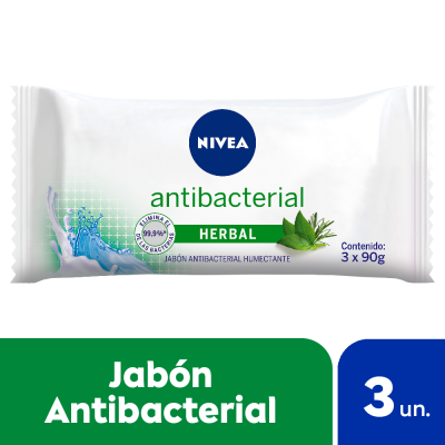 Nivea Bath Care Jabon Antibacterial Herbal 3 X 90gr.