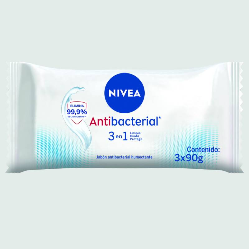 Nivea Jabon Antibacterial 3en1 3x90g Flow Pack