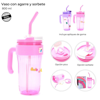 Vaso Con Agarre Y Sorbete 800Ml 40807