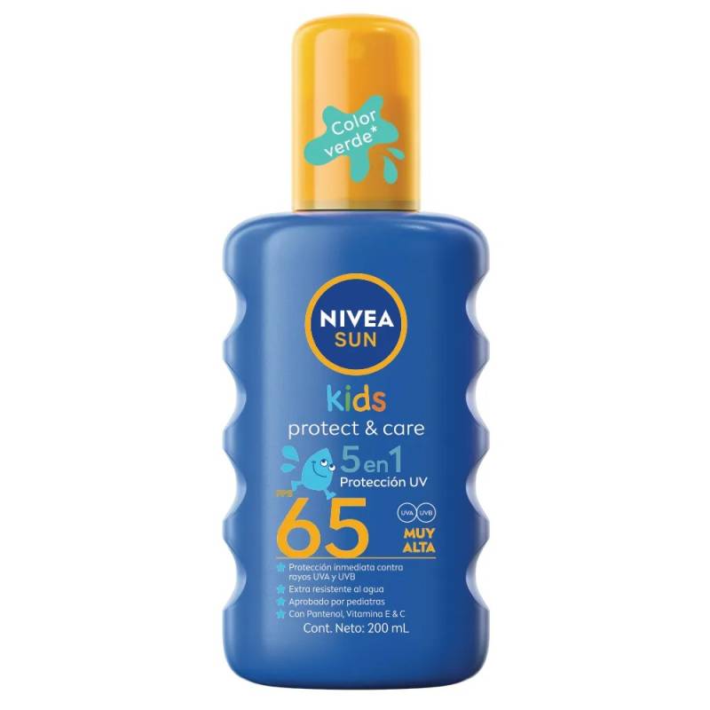 Nivea Sun Kids Protect & Care Spray Con Guía De Color Fps 65 200Ml