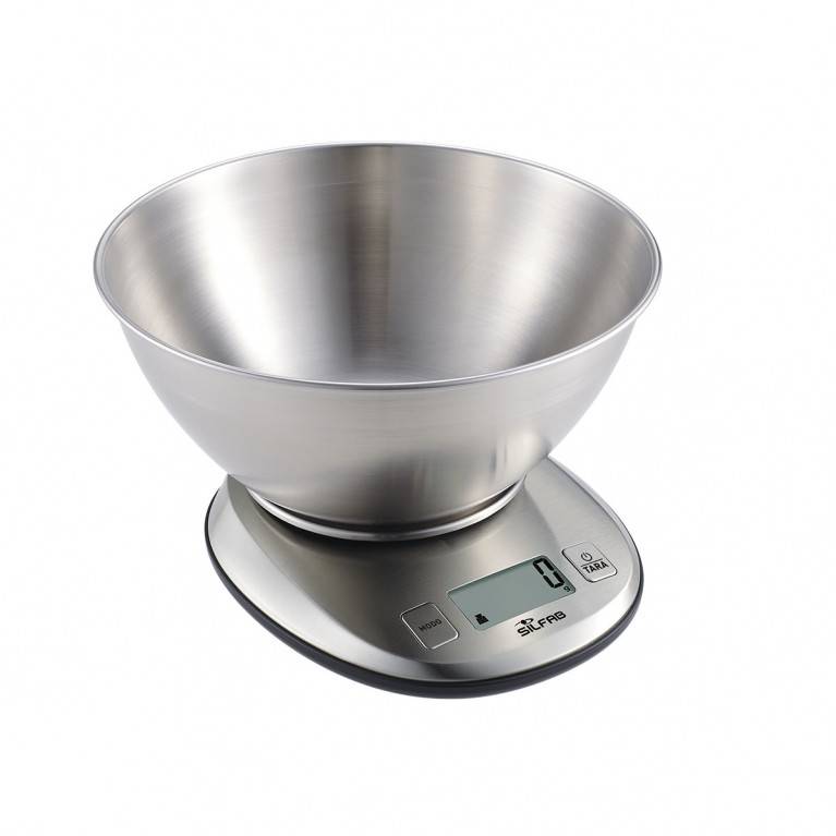 Silfab - Balanza Digital De Cocina C/ Recipiente De Acero Inoxidale