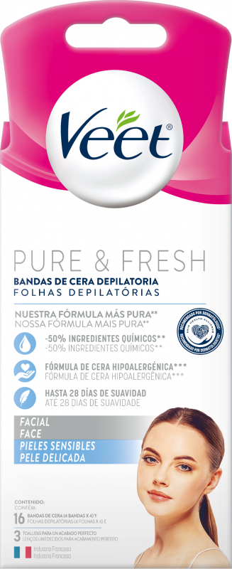 Veet Banda Depilatoria Facial Pure & Fresh X16 Bandas