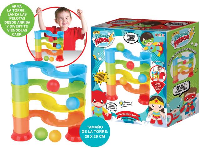 Se Tu Propio Heroe - Super Tobogan De Colores - Pista Plastica De 3 Niveles Para Armar Con Pelotas Gigantes