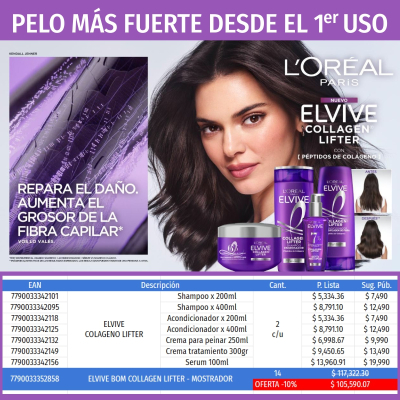 Elvive Bom Collagen Lifter - Exhibidor De Mostrador