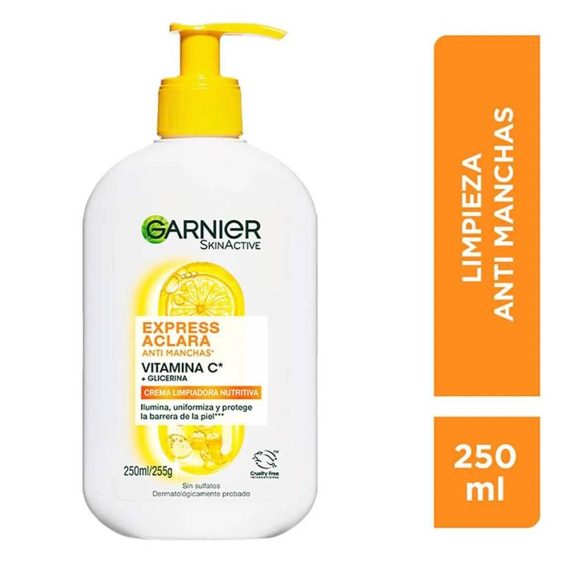 Garnier Skin Active - Express Aclara Crema Limpiadora Anti Manchas Con Vit C X250Ml