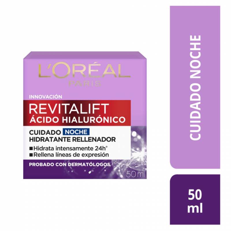 Loreal Revitalift - Crema De Noche Con Ácido Hialurónico X 50Ml