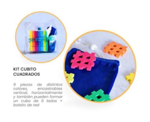 Kit Cubos 9 Piezas Encastrables + Bolsito De Red
