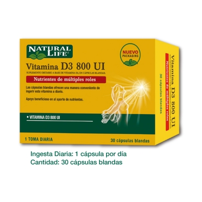 Natural Life - Vitamina D3-800 Ui X 30 Caps.