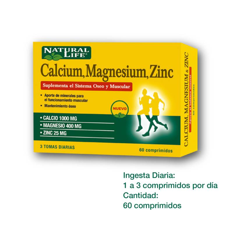 Natural Life - Calcium Magnisio Zinc X 60 Tabs.