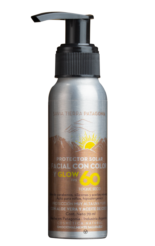 Savia Tierra - Protector Solar Facial Fps60 Con Color  & Glow X 70Ml