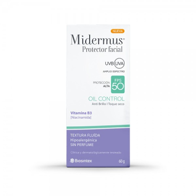 Midermus Sol Facial Fps 50 Oil Control - Uvb Uva Amplio Espectro X 60G - Vl 