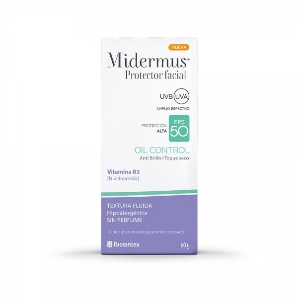 Midermus Sol Facial Fps 50 Oil Control - Uvb Uva Amplio Espectro X 60G - Vl