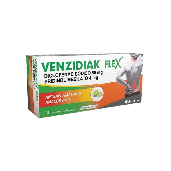 Venzidiak Flex - Diclofenac Sódico 50Mg + Pridinol Mesilato 4Mg -10 Comp.recub - Vbr