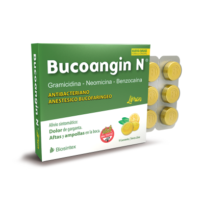 Bucoangin N Limon - Gramicidina, Neomicina + Asoc. - 9 Caramelos - Vl   