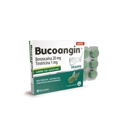 Bucoangin Forte Libre De Azúcar, Sabor Eucalyptus - Benzocaína 20Mg + Tirotricina 1Mg  -9 Caramelos - Vl