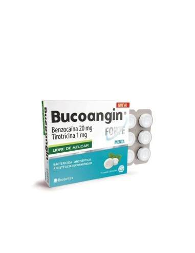 Bucoangin Forte Libre De Azúcar, Sabor Menta - Benzocaína 20Mg + Tirotricina 1Mg  -9 Caramelos - Vl