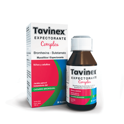 Tavinex Complex Expectorante -Bromhexina + Butetamato -Jarabe Sabor Cereza 120Ml 
