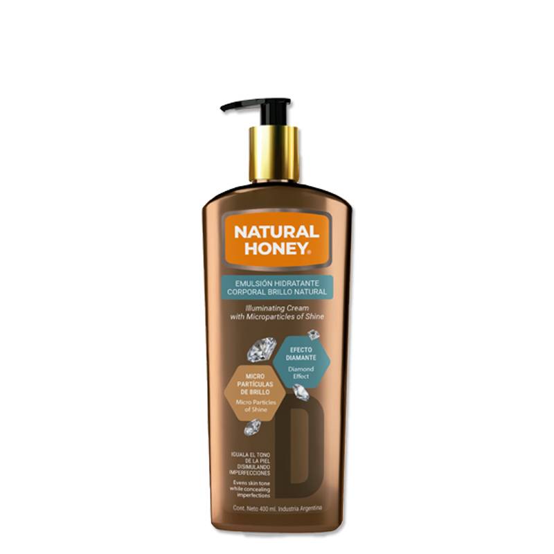 Natural Honey - Crema Corporal Hidratante Efecto Diamante Brillo Natural 400Ml