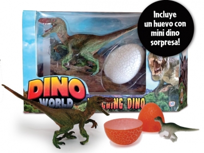 Dinoworld - Hatching Dino - Dinosaurio De Plastico Rigido + Huevo Con Dinosaurio En El Interior