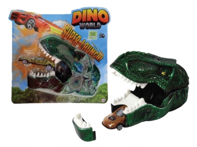 Dinoworld - Rex Racer - Lanzador C/forma Cabeza Dinosaurio Rex Con Autito De Rueda Libre