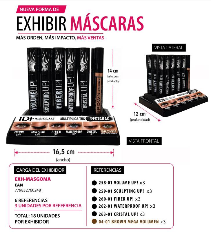 Idi - Exhibidor Mascaras - 18 Unidades
