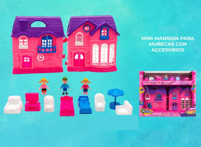 Mini Mansion Para Muñecas Con Accesorios