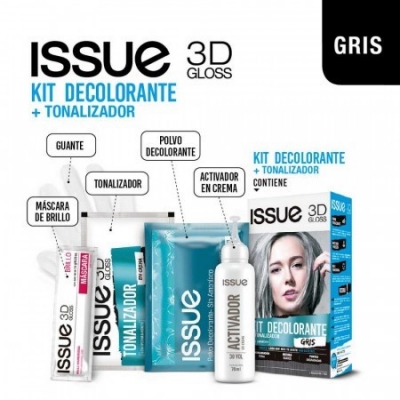 Issue 3d Gloss Kit Decoloracion + Tonalizador Gris