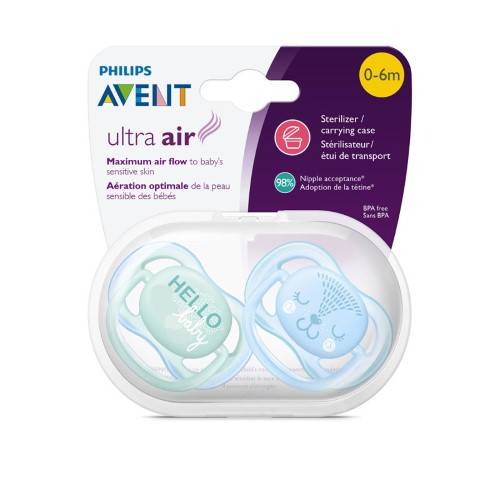 Avent Chupete 0-6 Meses Ultra Air Hello Baby Nene X 2 Unidades