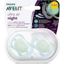 Avent Chupete 0-6 Meses Ultra Air Deco Night Time Nene X 2 Unidades