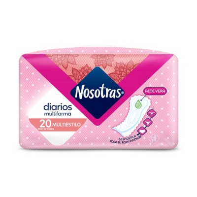 Nosotras - Protector Diario Multiestilo C/aloe X 20 (bulto 36x20)